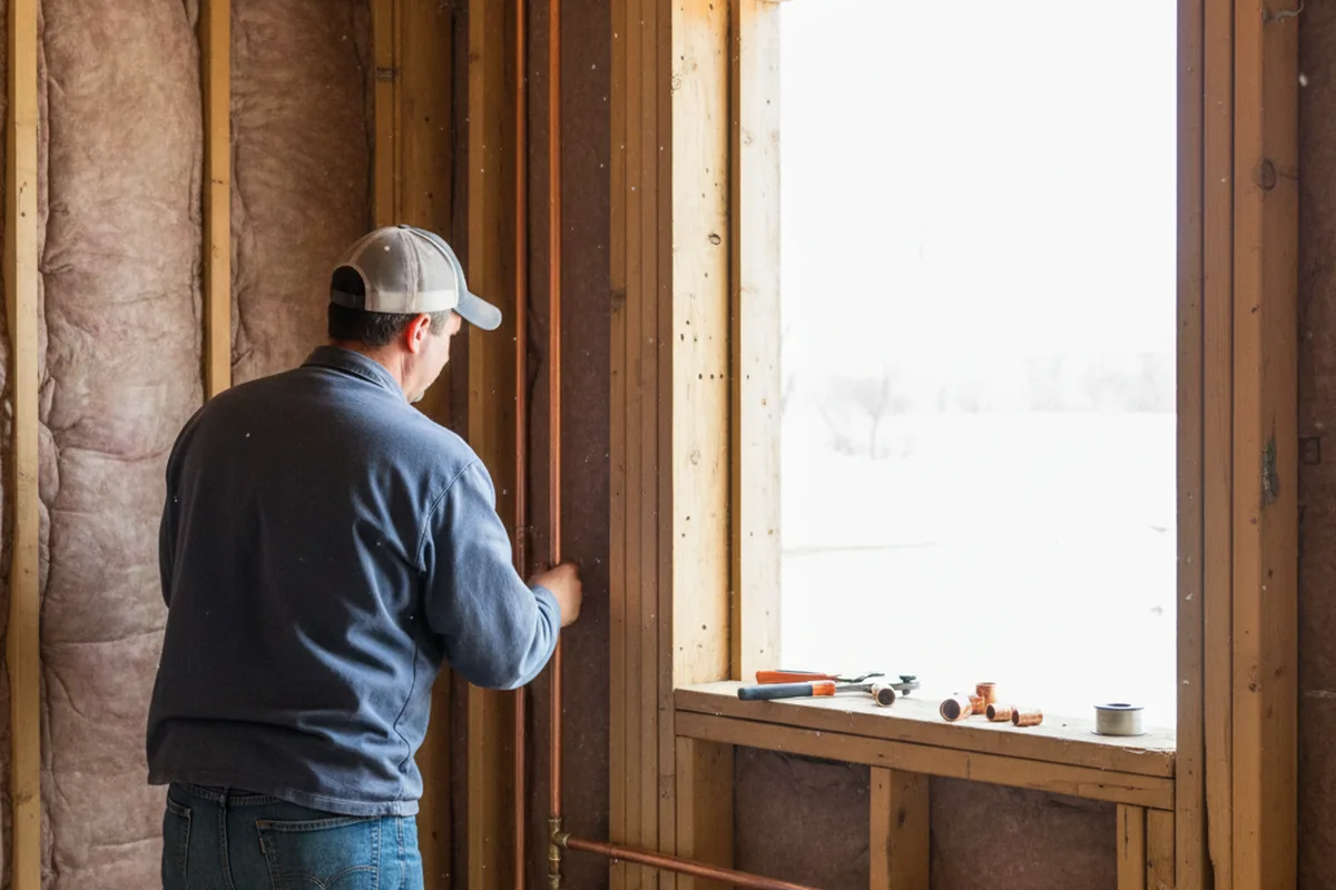 Licensed plumber running new copper supply lines in a Cokato home