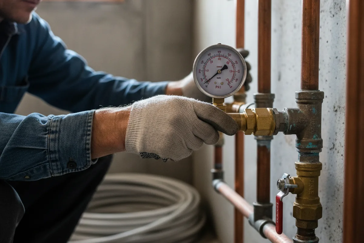 Pressure testing a repaired line during Water Line Repair in Cokato
